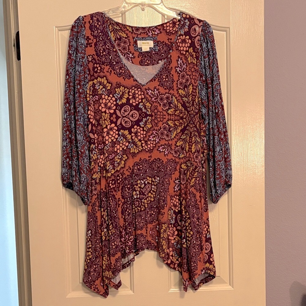 Anthropologie Maeve Multi Paisley V-Neck Handkerchief Tunic